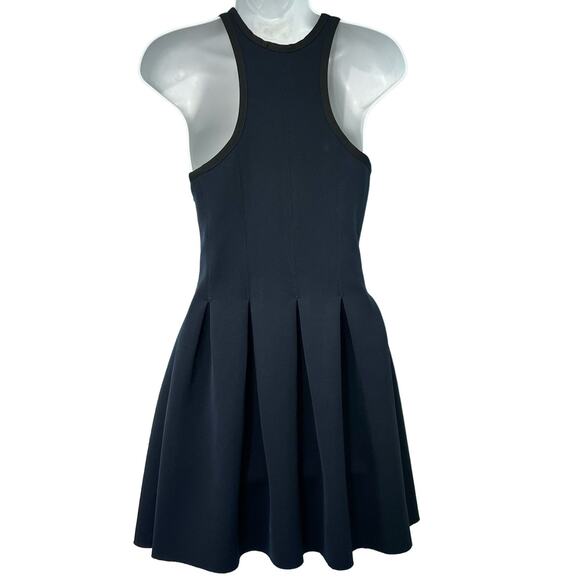 Alexander Wang Navy Blue Black Pleated Neoprene Scuba Mini Racerback Dress sz S - Picture 4 of 11